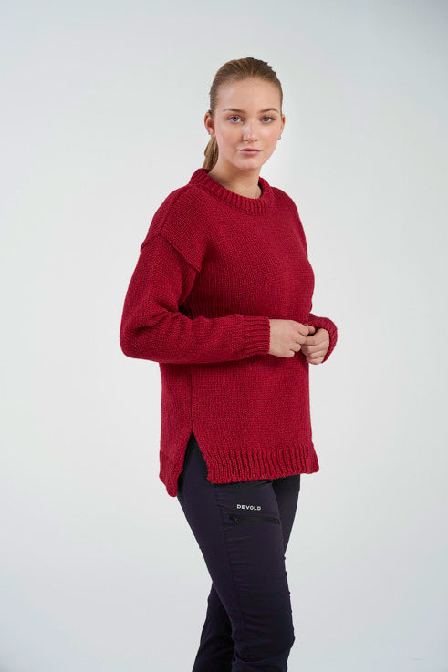 Devold - Nansen Sweater - Hindberry on model.