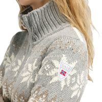 Dale of Norway - Myking Women's Sweater - Mountainstone/Lightcharcoal close up