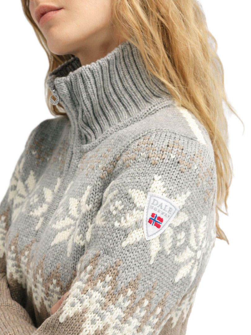 Dale of Norway - Myking Women's Sweater - Mountainstone/Lightcharcoal close up