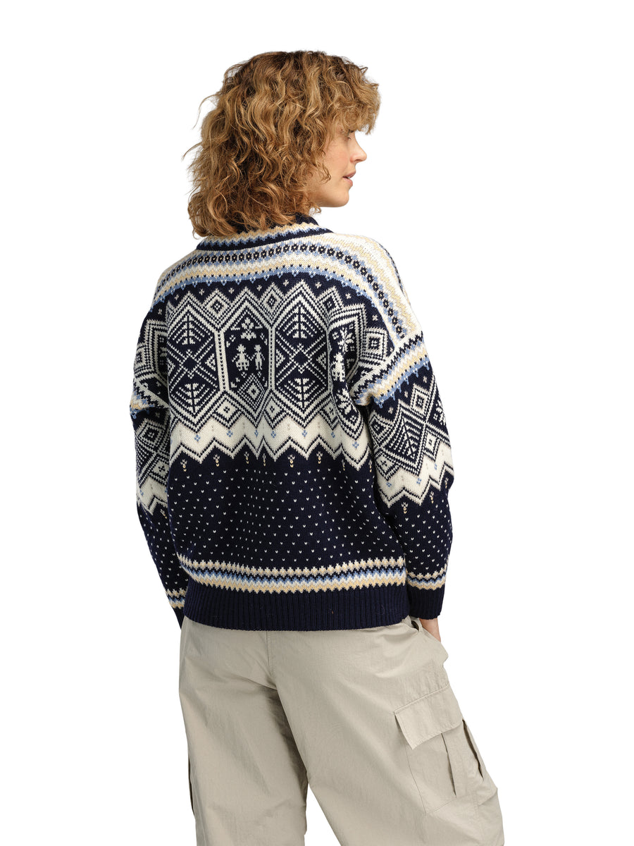 Dale of Norway - VM Trondheim Women's Sweater - Navy/Off-White from behind