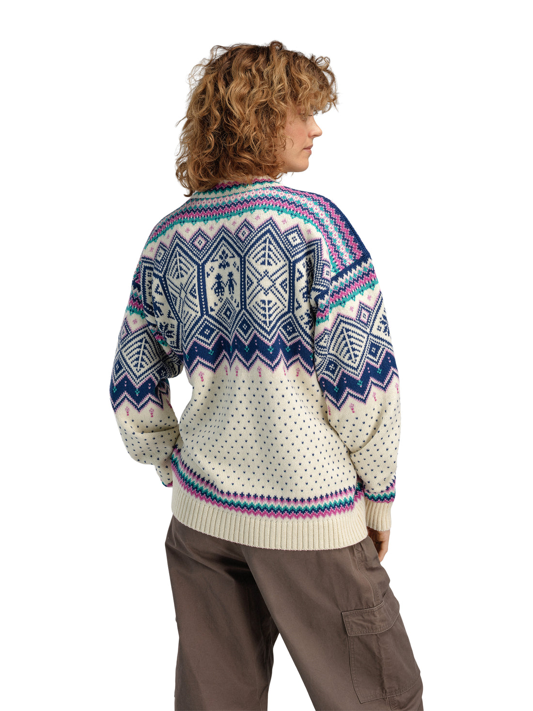 Dale of Norway - VM Trondheim Women's Sweater - Off-White/Indigo from behind