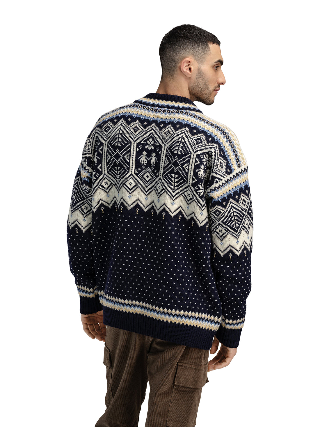 Dale of Norway - VM Trondheim Men's Sweater - Navy/Off-White from behind