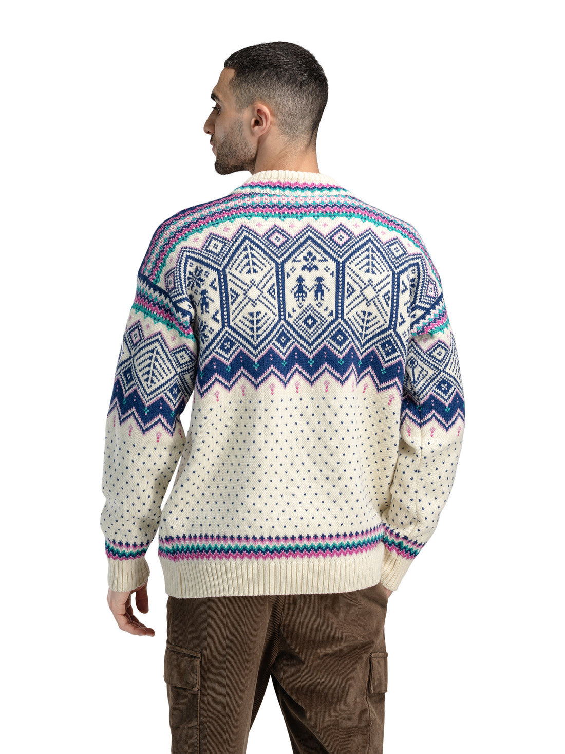 Dale of Norway - VM Trondheim Men's Sweater - Off-White/Indigo from behind