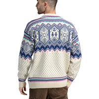 Dale of Norway - VM Trondheim Men's Sweater - Off-White/Indigo from behind