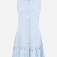 Dolcezza - Linen Button Dress - Sky