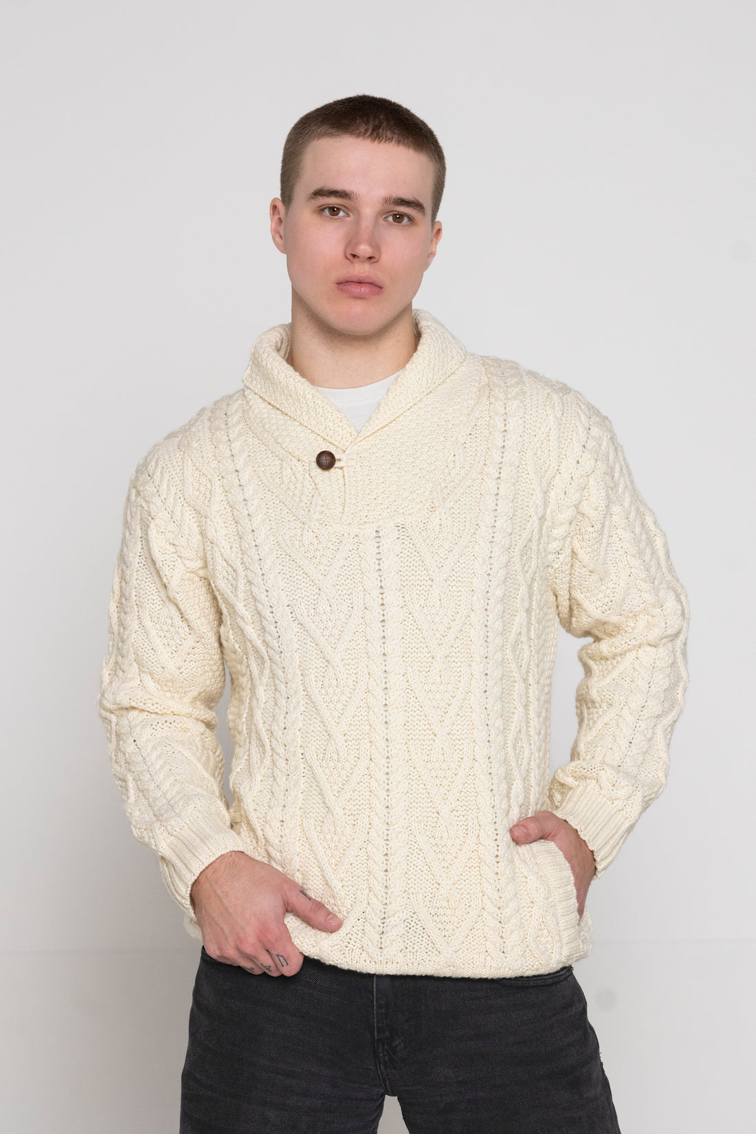 Aran - Men's Dublin Sweater - Natural