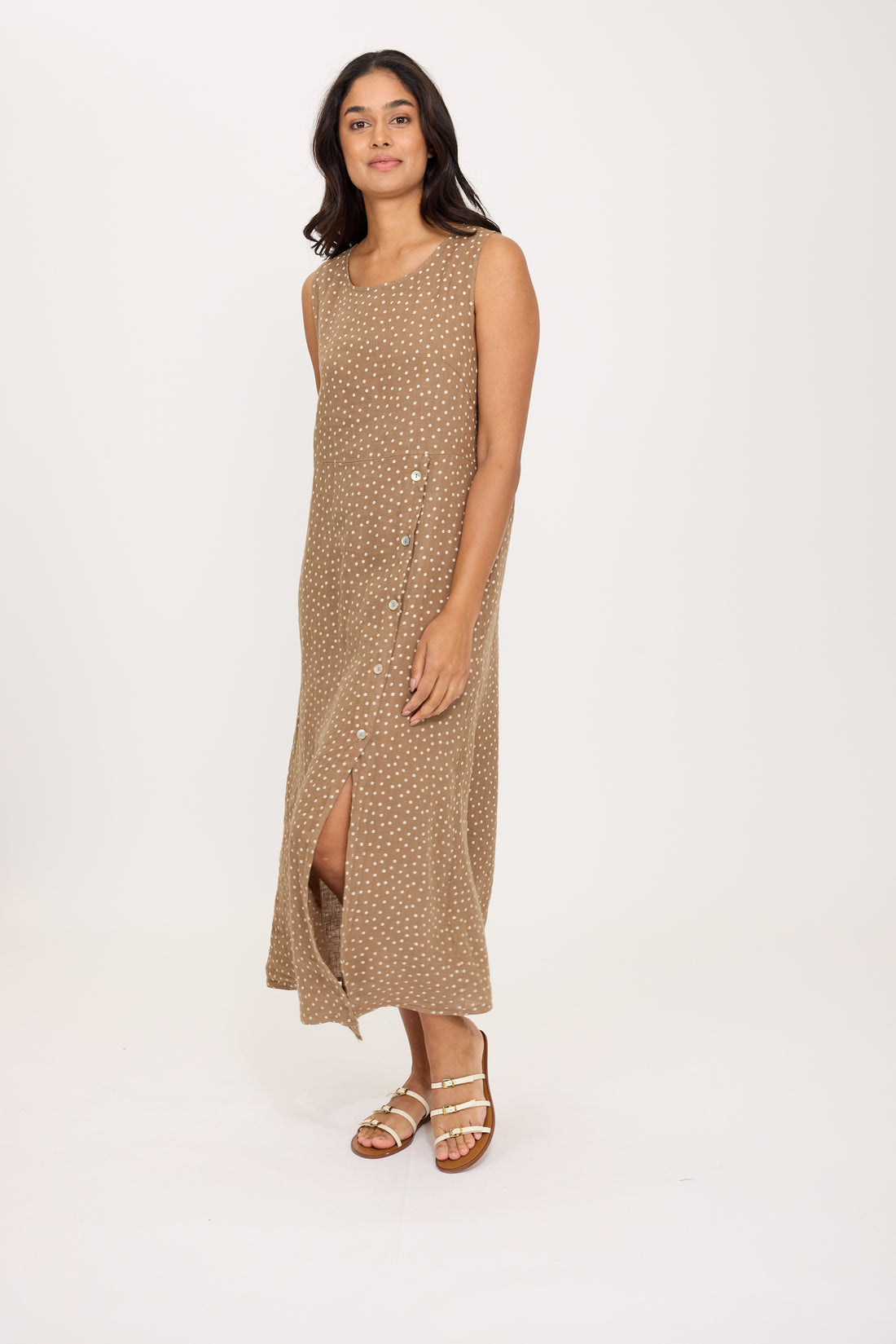 polka dot linen dress