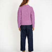 Irish Liberty Diamond Crew Neck in Orchid from behind.