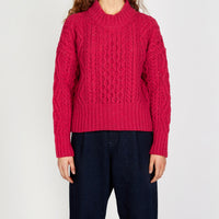 Liberty Diamond Crew Sweater in Bramble Berry from the front.