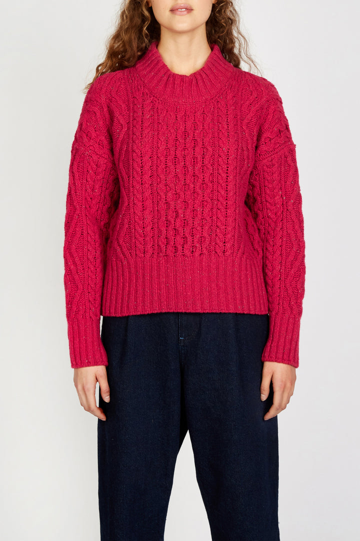 Liberty Diamond Crew Sweater in Bramble Berry from the front.
