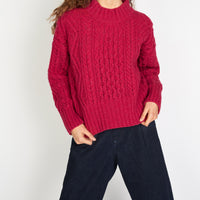 Liberty Diamond Crew Sweater in Bramble Berry from the front.