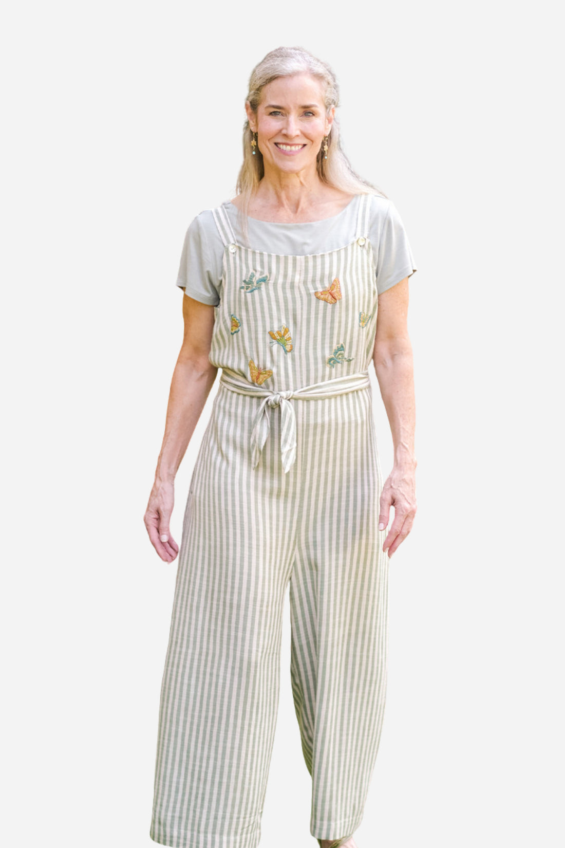 Meadow Stripe Jumpsuit - Sage