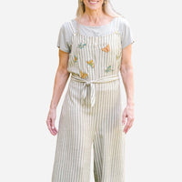 Meadow Stripe Jumpsuit - Sage