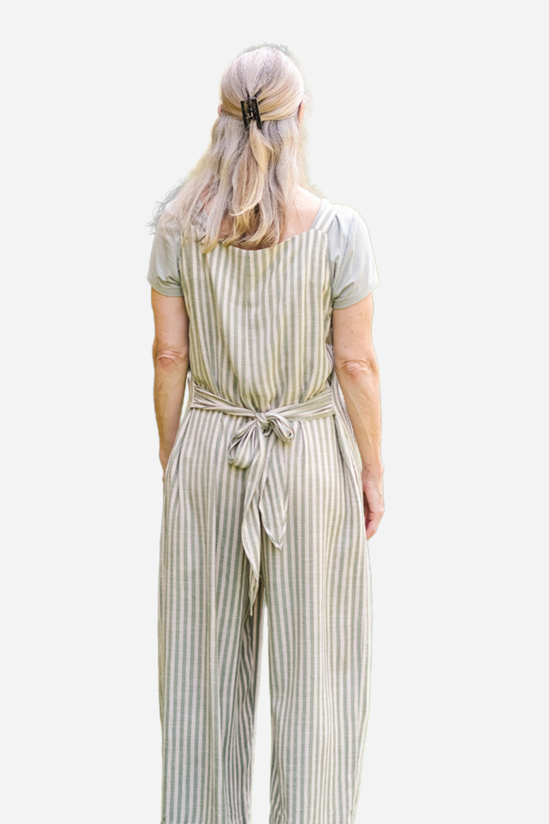 Meadow Stripe Jumpsuit - Sage