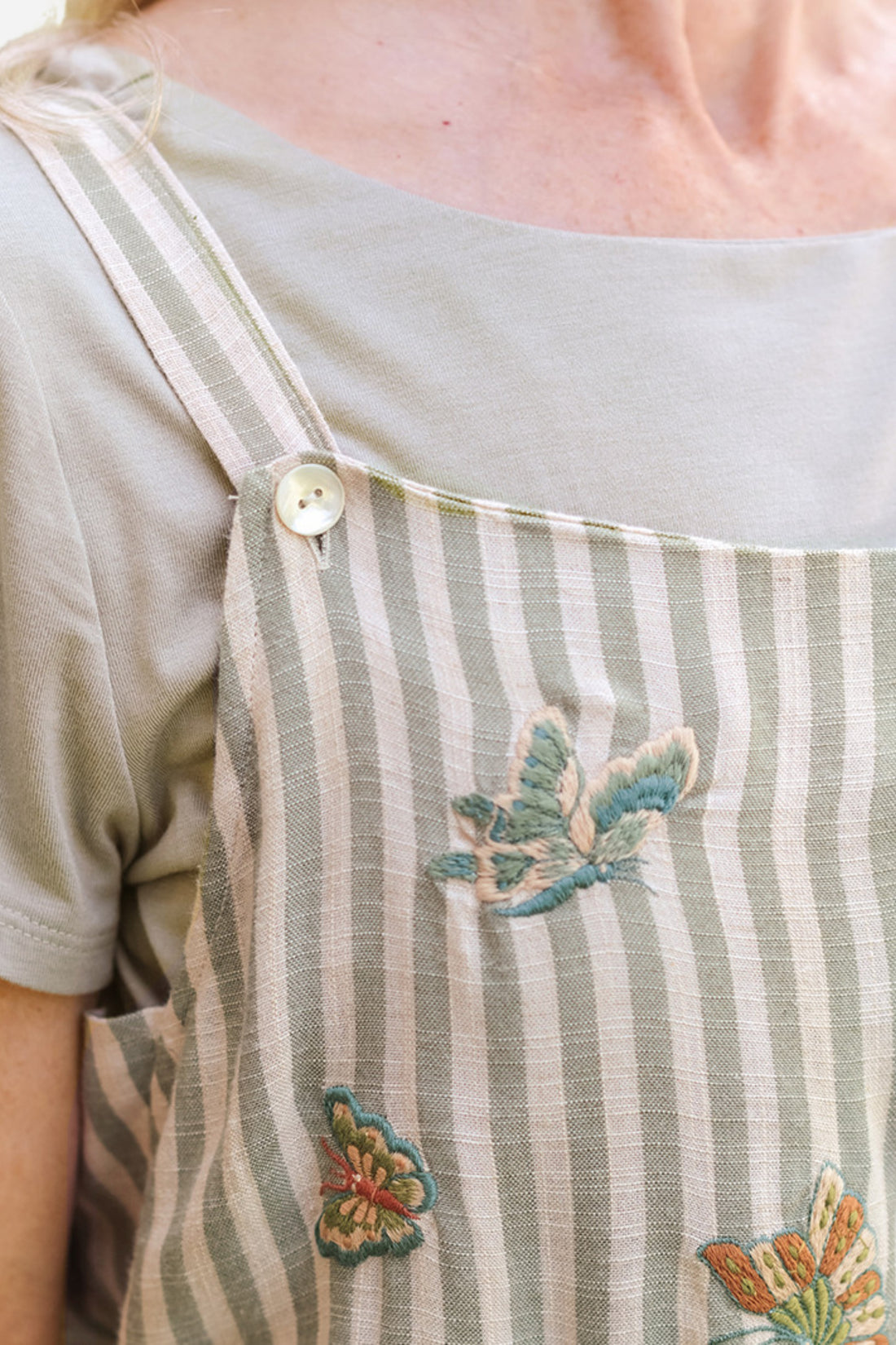 Meadow Stripe Jumpsuit - Sage