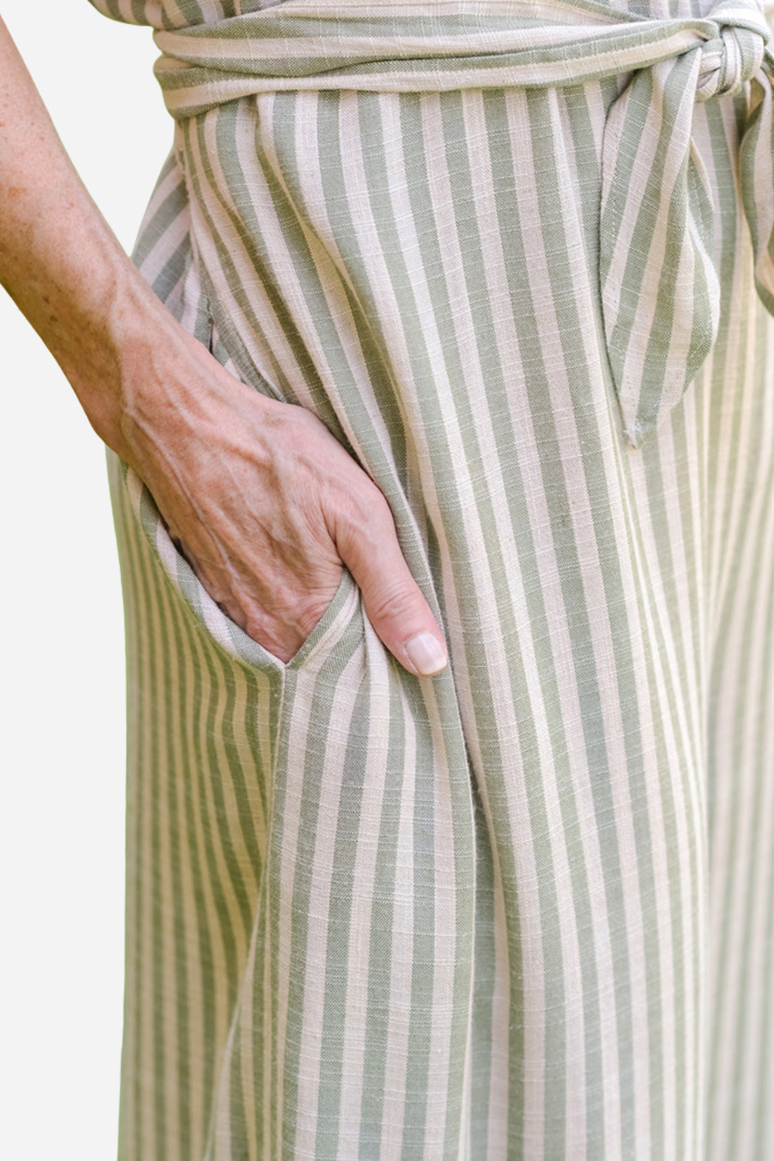 Meadow Stripe Jumpsuit - Sage