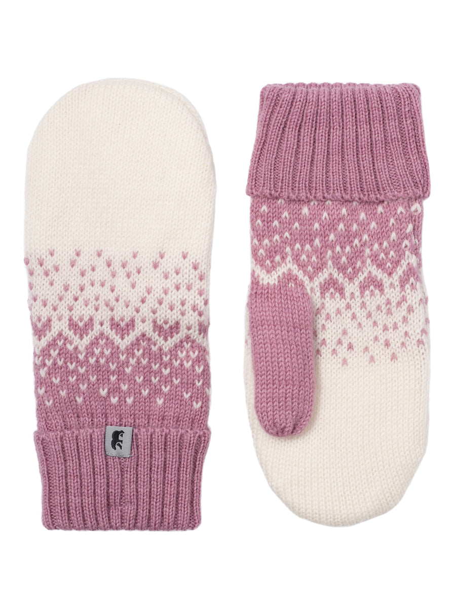 Norlender Adult Mittens in Pink on a white background.