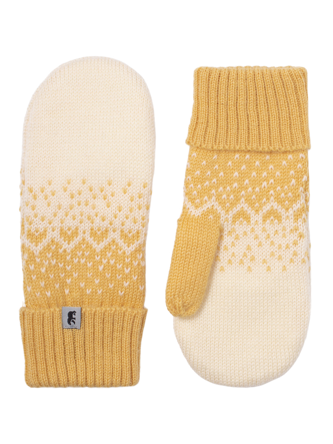 Norlender Adult Mittens in Yellow on a white background.