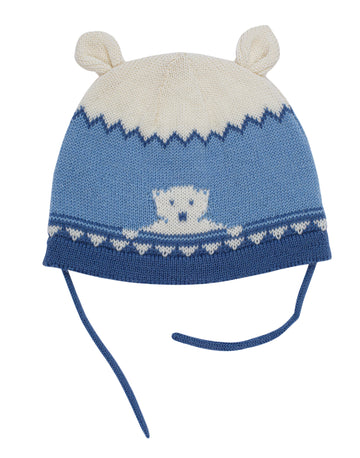 Norlender Children's Polar Hat in Blue on a white background.