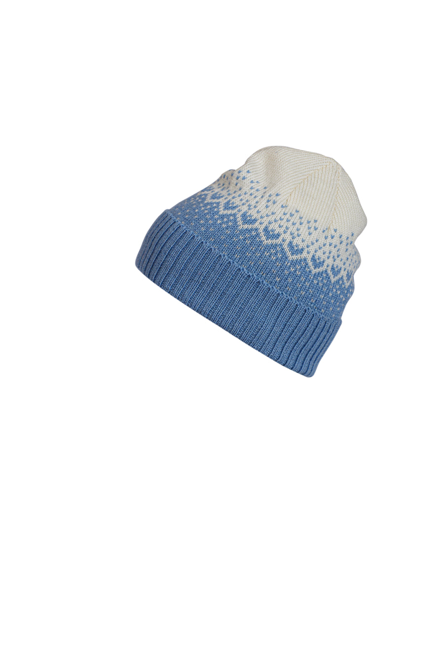 Norlender Snow Storm Beanie in Blue on a white background.