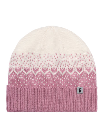 Norlender Snow Storm Beanie in Pink on a white background.