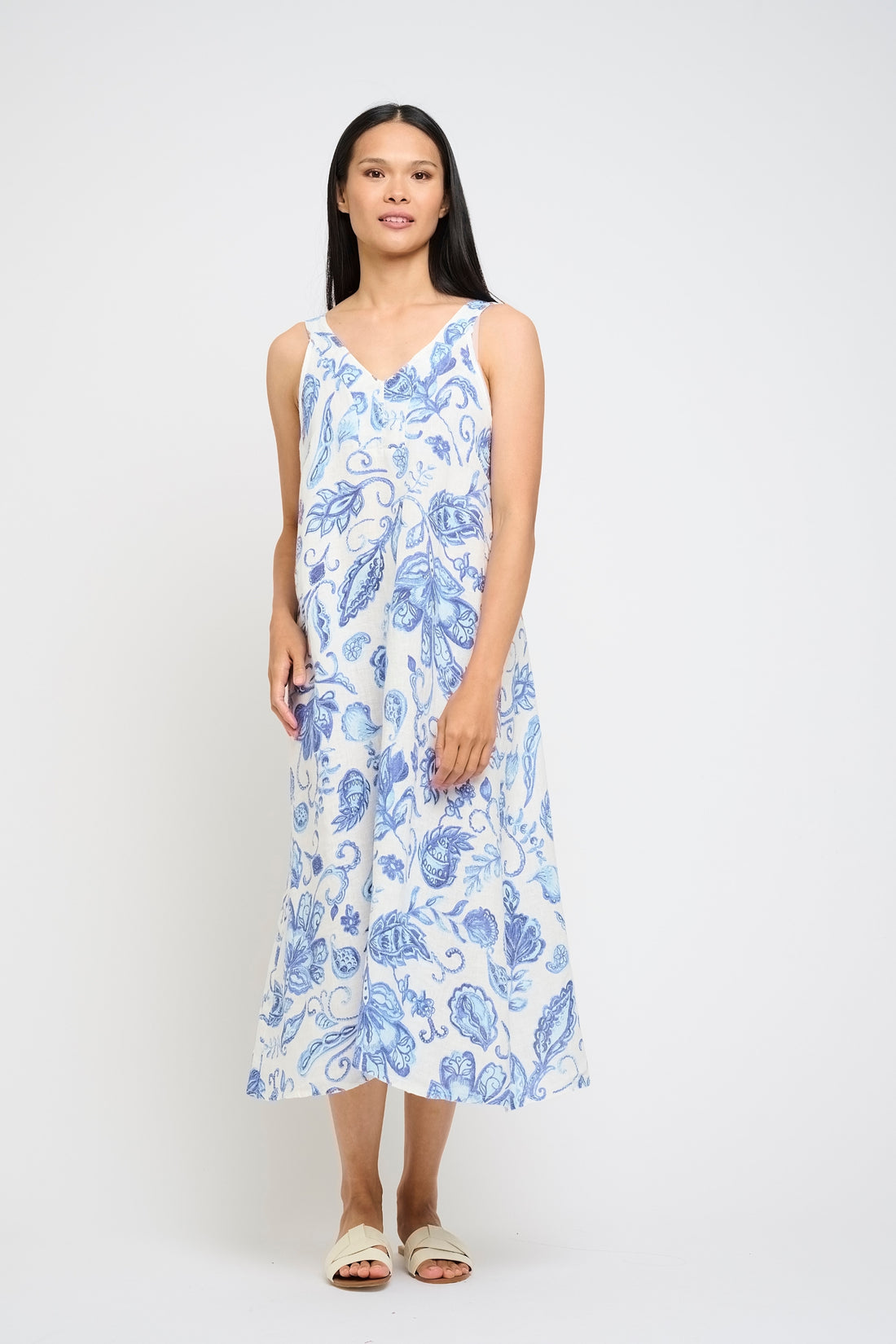 Pistache - Linen Maxi Dress - Azure