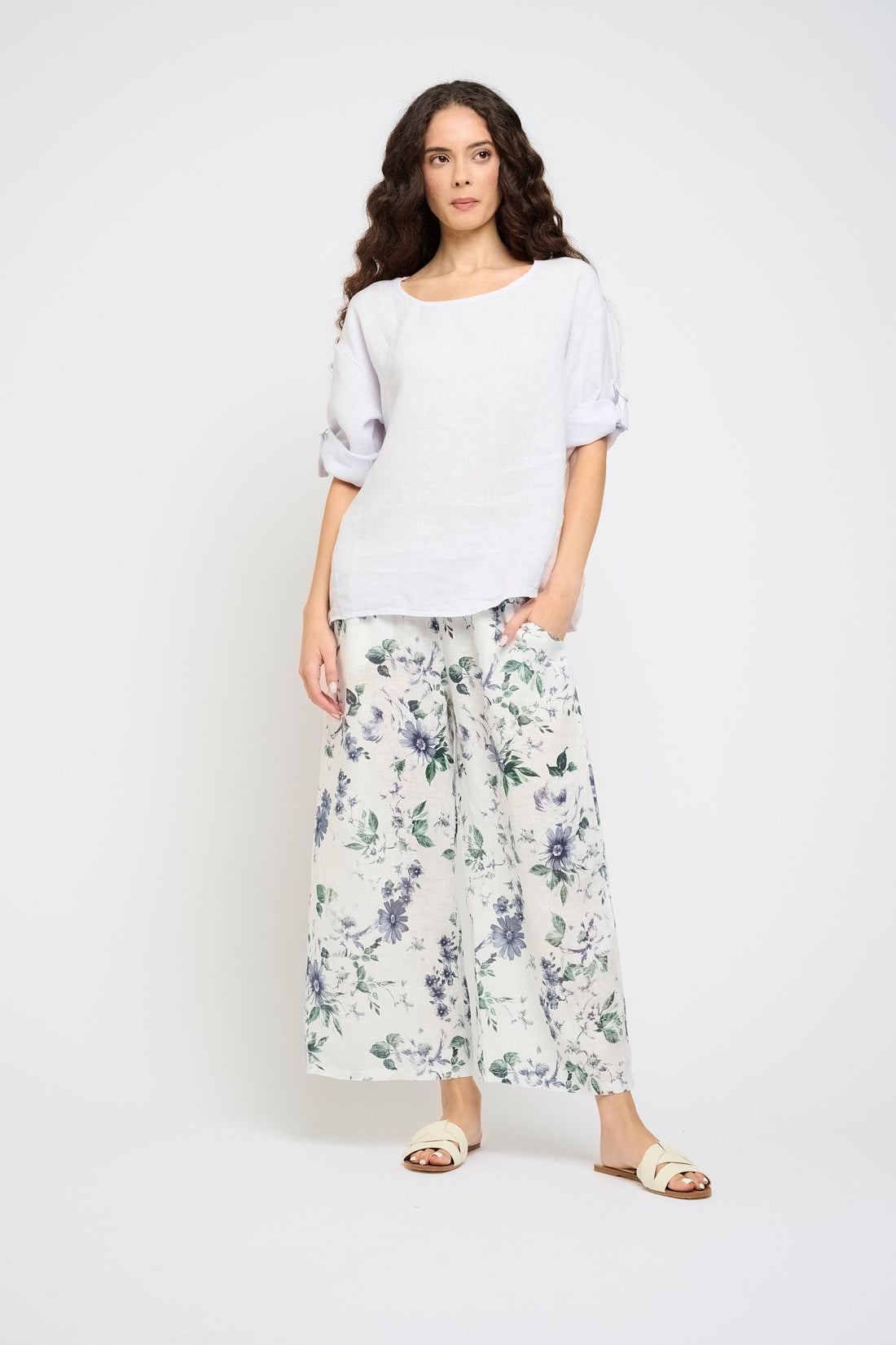 Pistache - Linen Pant - Green Floral