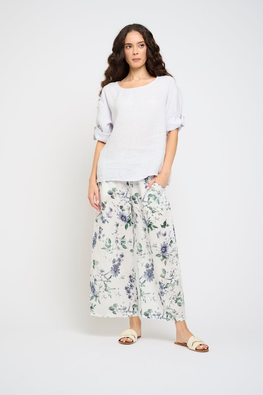 Pistache - Linen Pant - Green Floral