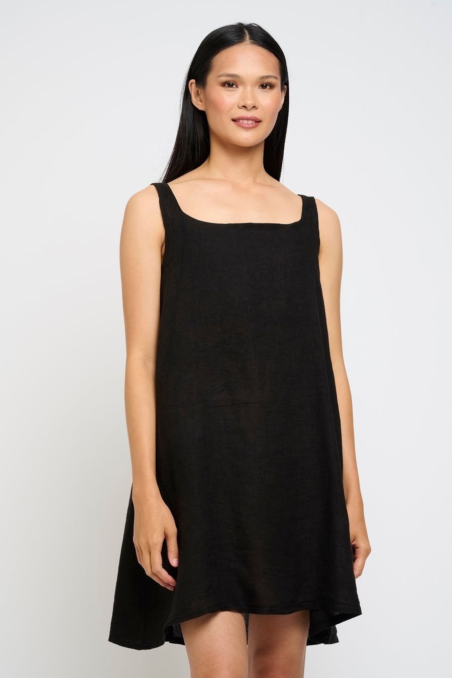 Pistache - Linen Tunic Dress - Black