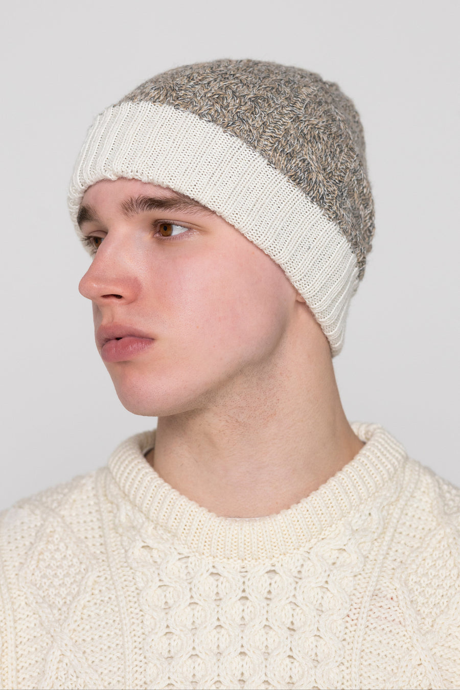 Reversible Beanie - Tricolour & White