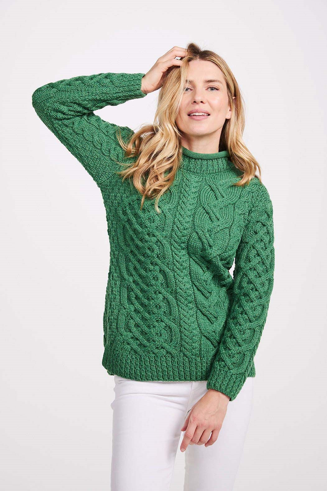 Aran - Roll Neck Sweater - Green