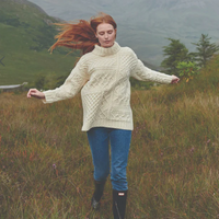 Aran - Merino Oversized Sweater with Cowl Neck - White