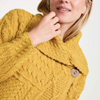 Aran - Merino Patchwork one button collar cardigan - Sunflower