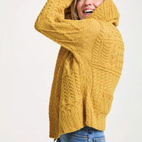 Aran - Merino Patchwork one button collar cardigan - Sunflower