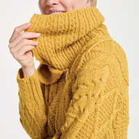 Aran - Merino Patchwork one button collar cardigan - Sunflower