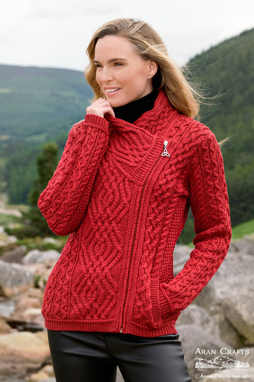 Aran - Shannon Cardigan - Cherry