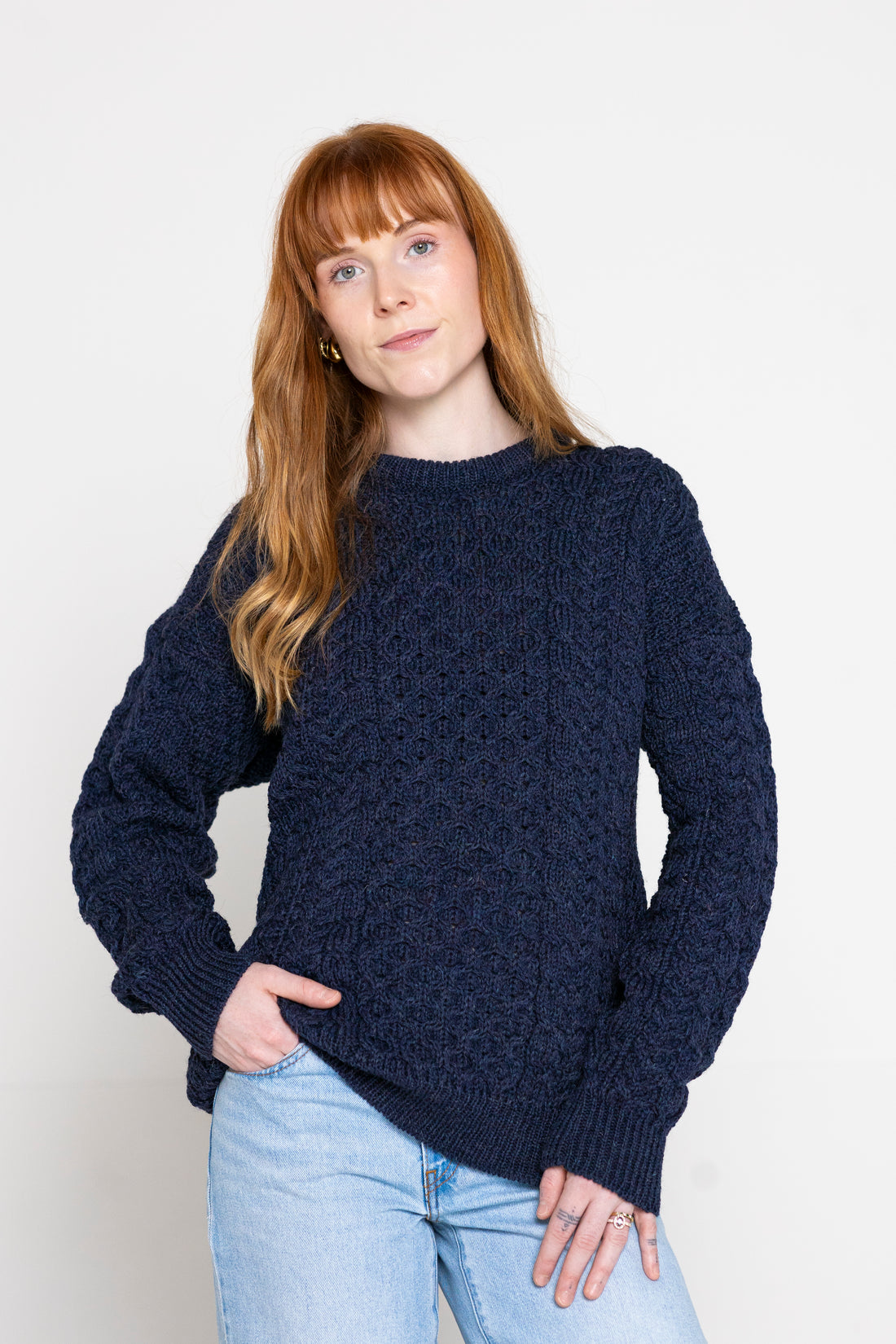 Traditional Aran Sweater - Denim