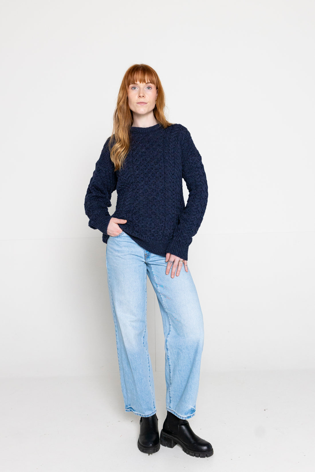 Traditional Aran Sweater - Denim