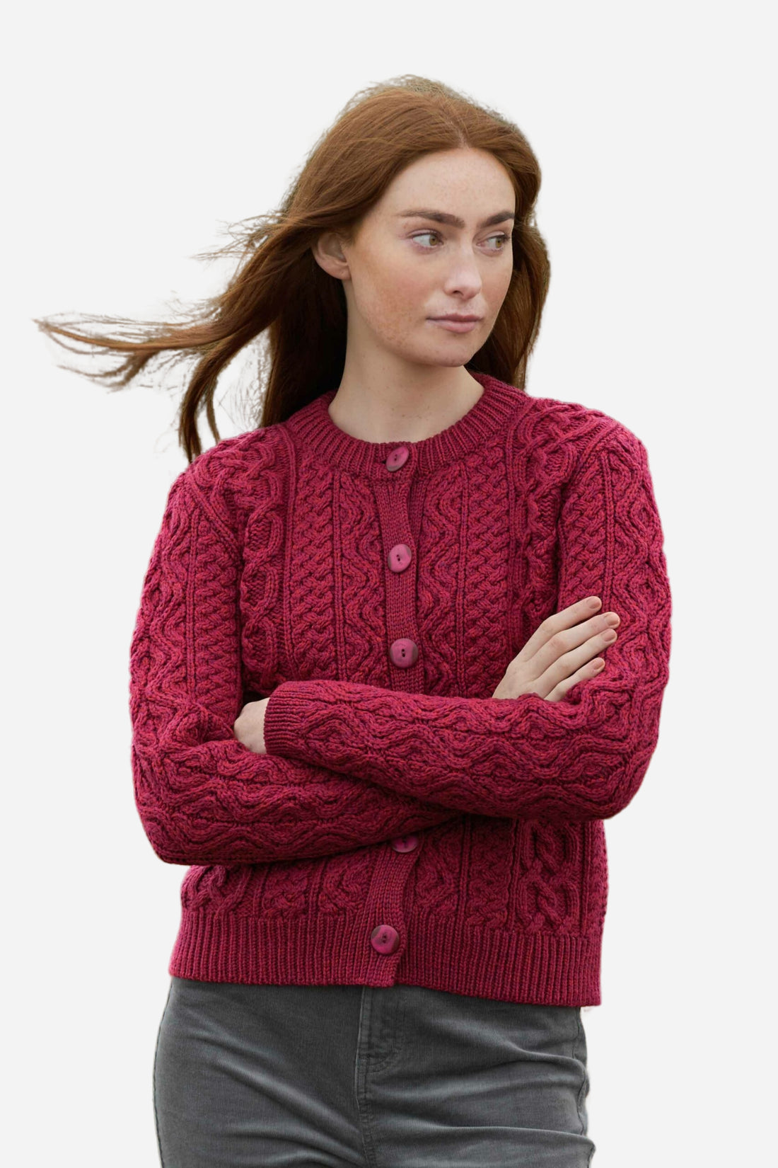 Aran - Tramore Cardigan - Fuchsia