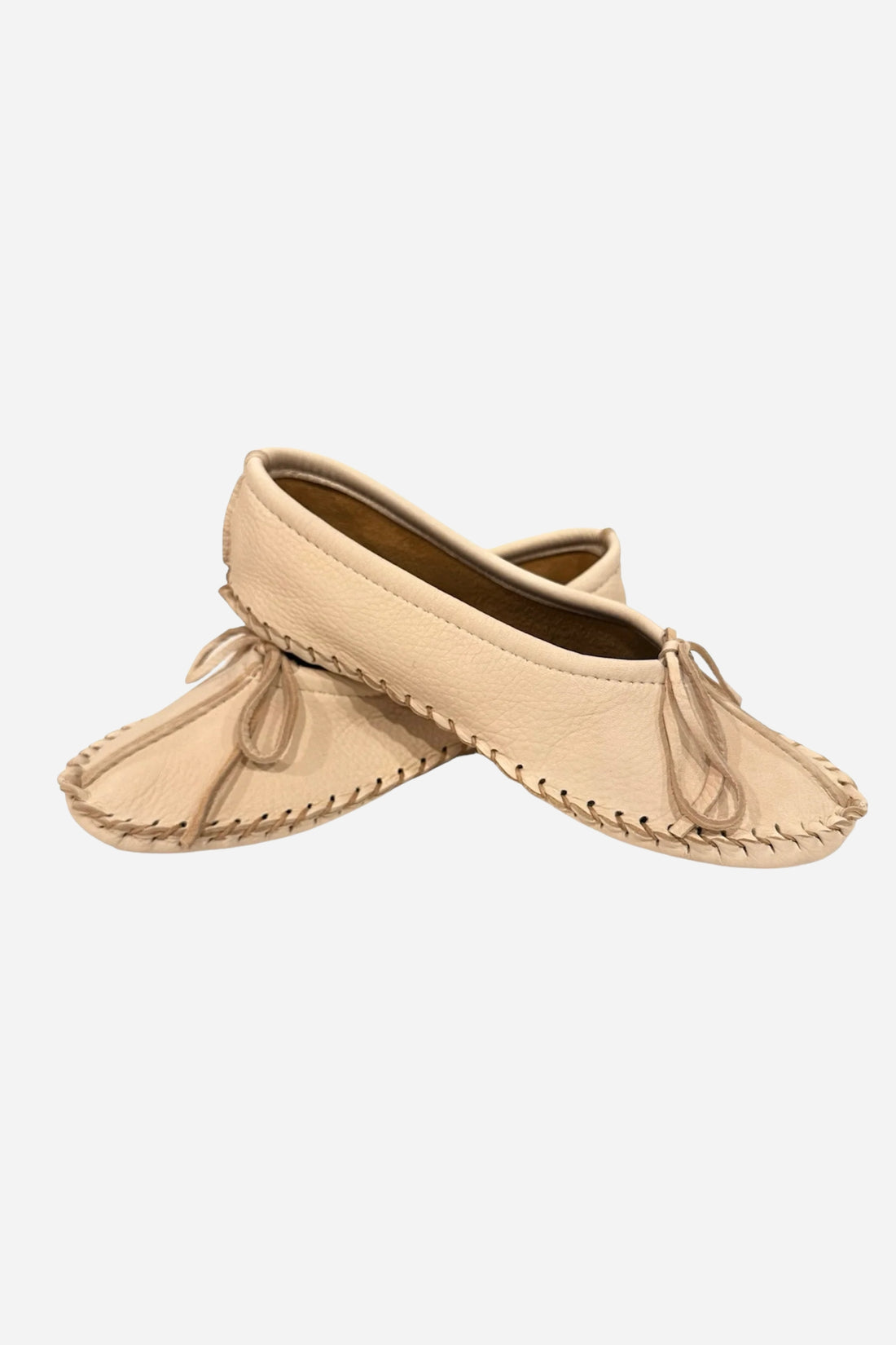 Handmade Ladies Original Leather Ballet Moccasins - Cream