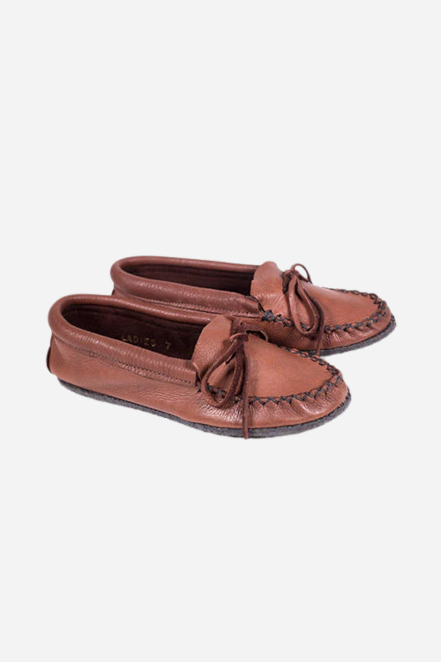 Handmade Deerskin, Vibram Rubber sole Moccasin - Brown