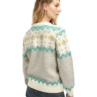 Dale of Norway - Vilja Women's Sweater - Sandstone/Peacock from behind