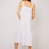 Pistache - Sleeveless Linen Dress - White