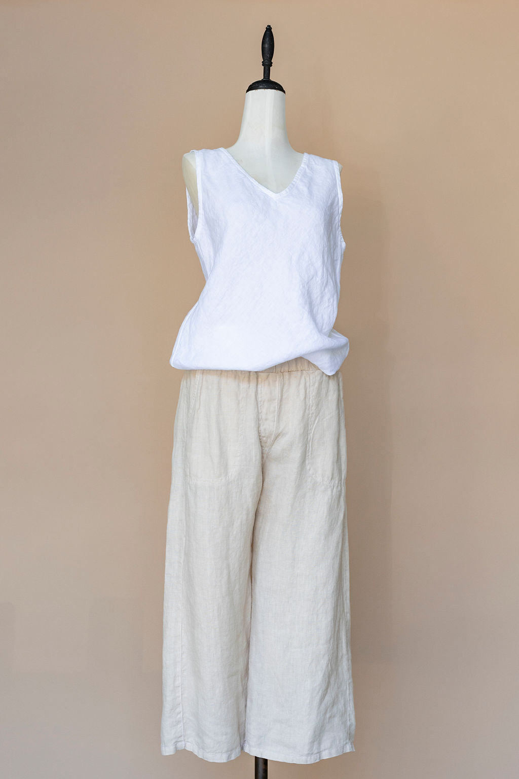 Cut Loose - Solid Linen Easy Crop Pant - Jicama