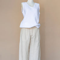 Cut Loose - Solid Linen Easy Crop Pant - Jicama