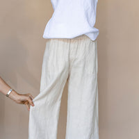 Cut Loose - Solid Linen Easy Crop Pant - Jicama