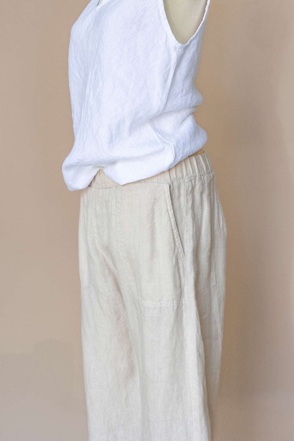 Cut Loose - Solid Linen Easy Crop Pant - Jicama