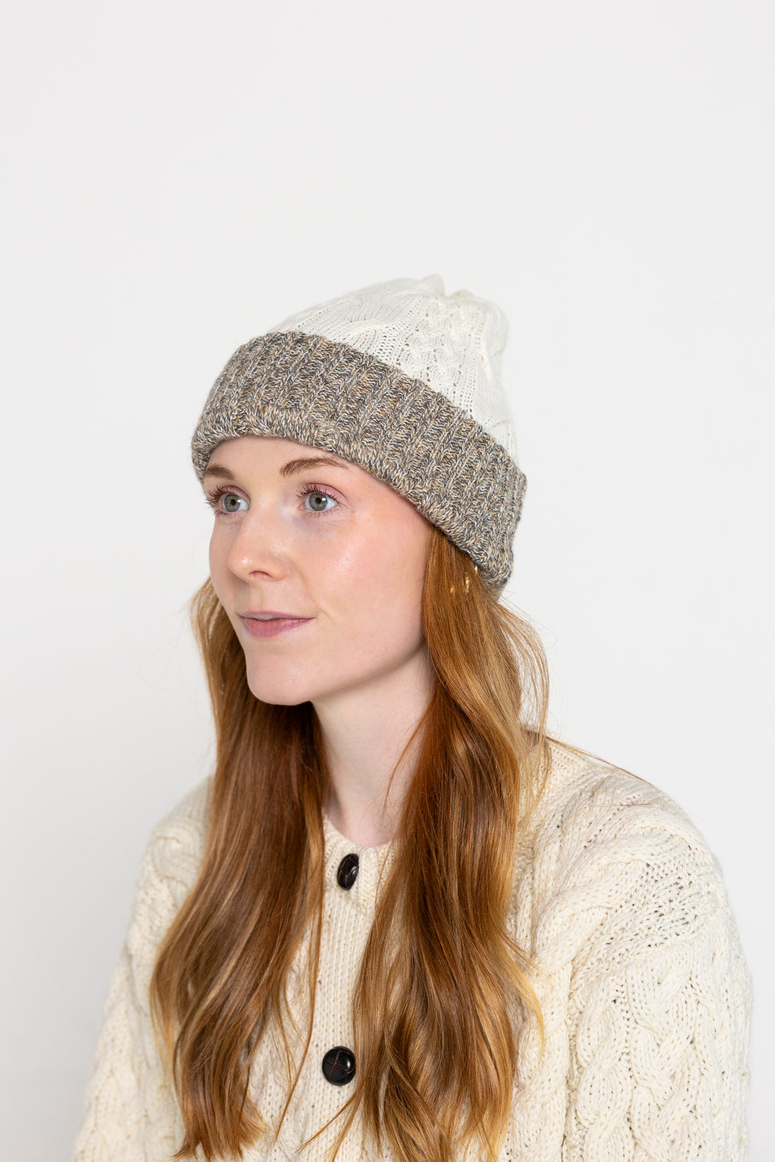 Sacred Warmth - Reversible Beanie - Tricolour & White