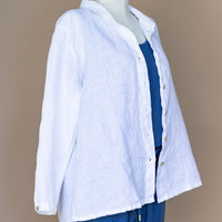 Cut Loose - Linen Hi-Low Crop Shirt - White