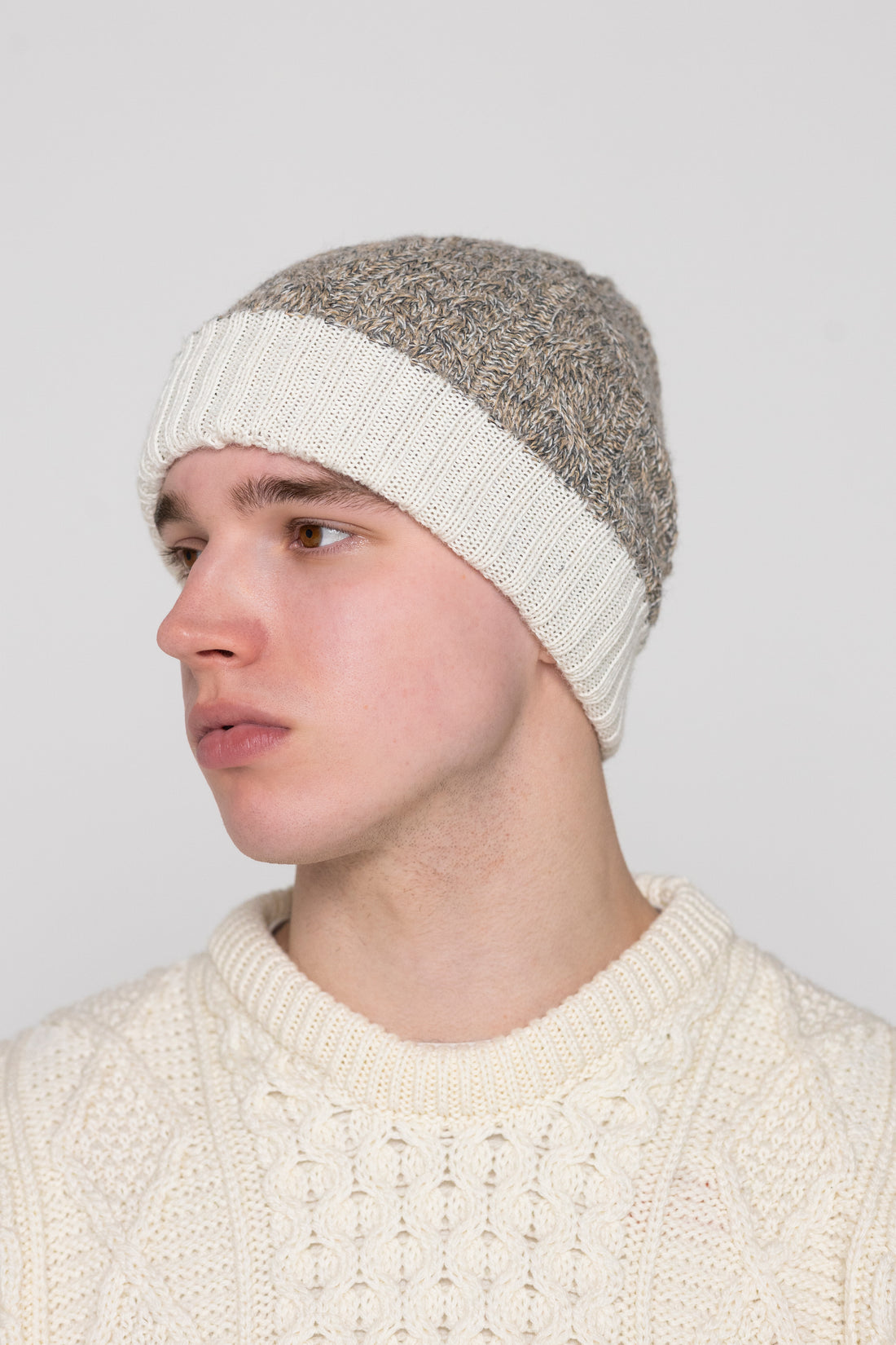 Sacred Warmth - Reversible Beanie - Tricolour & White